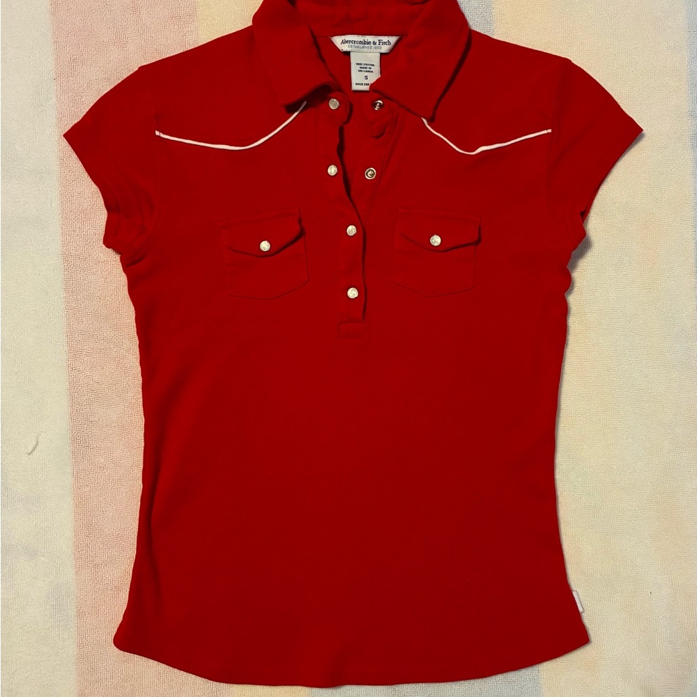 Vintage Small Red Western Abercrombie & Fitch Red Button Top